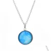 Anhänger Halsketten Leuchtende Galaxie Universum Neba Glow in the Dark Cabochon Glas Stern Mond Sier Kette für Frauen Männer Modeschmuck Dro DH6SF