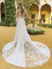 Une Ligne Ivoire En Mousseline De Soie Robe De Mariée Arrivée Dentelle Sans Manches Illusion Corsage Sexy Robe De Noiva Romantique Appliques Plage Robes De Mariée