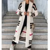 Womens Knits Tees Size SXXL Spring Striped Patchwork Long Knitted Cardigan Women Autumn Loose Outerwear Maxi Y2k Coat Soft Jacket sweater 230808