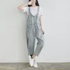 Jeans femme lavé en détresse Denim sangle pantalon vêtements printemps été coupe 3D épissé ensemble Version coréenne poche décontracté