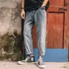 Mens Jeans Moda Streetwear Uomo Loose Fit Vintage Harem Pants Multi tasche Denim Cargo Slack Bottom Hip Hop Jogger 230809