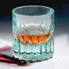 K9 Optical Crystal Whiskey Glasses Sparkling Carved Japanese Edo Kiriko Colorful Hand Cut to Clear Wine Glass Cup 7oz HKD230809