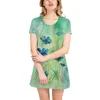 Vestidos casuais Tendência de verão Flor Estampado T-shirt Saia floral Impressão 3D Gola redonda Todos os jogos Esportes Vestido de comprimento médio