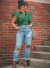 Damesblouses Mode Groothandel Zomeroutfits Kleding Streetwear Shirts Wit Voor Dames Knopen met korte mouwen Groen T-tops