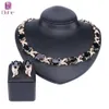 Conjuntos de joyas de boda Conjunto de moda Color oro Cristal negro Granos africanos Collar Pulsera Pendiente Anillo Arabia Mujeres Fiesta Decoración nupcial 230808