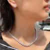 Zestawy biżuterii ślubnej cwwzircons błyszcząca miłość Serce Kształt Cuubic Zirkonia Choker Naszyjnik Zaraz Bridal Party For For Women T572 230808