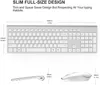 Teclado e mouse sem fio recarregável 2,4g design ergonômico de tamanho completo russo inglês alemão francês laptop pc windows prata