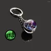 Porte-clés Vente Rêve Douze Constellations Lumineux Double Face Boule De Verre Porte-clés Pendentif Accessoires Mode Charme Petit Cadeau