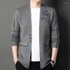 Men's Sweaters 2023 Young Fashion Knitted Cardigan Printed Line Sweater