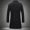 Męskie okopy płaszcze jesienne zimowe męskie płaszcze długie płaszcz Koreańskie szczupłe dopasowane wełniane wełniane swobodne rękaw Czarne odzież wierzchnią 4xl 5xl 230809