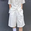 Survêtements pour hommes Ensembles pour hommes Couleur unie Streetwear Lâche Revers Chemise à manches courtes Shorts 2PCS 2023 Style coréen Costumes décontractés S-5XL INCERUN