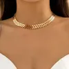 Ras du cou mode couleur or métal chaîne courte Chokers collier pour femmes bijoux coeur plat breloque sur cou fête cadeaux classique