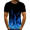 Hommes t-shirts 2023 flamme T-Shirt été mode à manches courtes 3D col rond haut décontracté sport rue grand