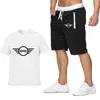 Hommes Survêtements Hommes Mode Loisirs D'été À Manches Courtes MINI Logo Impression Haute Qualité Coton T-Shirt Pantalon Costume 2 Pcs