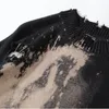 メンズセータータイ染料ピンが破壊された破壊された穴を編むヒップホップストリートウェアプルオーバーセアターサイズの黒いトップ230808