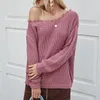 Women's Sweaters Sexy Sweater Autumn Winter Off Shoulder Slash Neck Knitting Shirt Long Sleeve Ruffles Loose Casual Pullover Jumper