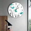 Relojes de pared agua Color flor línea planta dormitorio reloj grande cocina moderna comedor redondo sala de estar reloj decoración del hogar