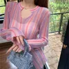 Maglioni da donna Alien Kitty Women Tie-Dying OL lavorato a maglia 2023 Spring Stripes Mujer Slim Sexy Girls Fashion Chic Pullover con protezione solare