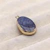 Pendant Necklaces Natural Stone Pendants Gold Plated Egg Shape Dragon Scale Agate Charms For Trendy Jewelry Making Diy Women Necklace Gifts