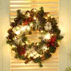 Fiori decorativi 2 pezzi Ciondolo albero di Natale da parete Ghirlanda Pigna da appendere Decorazione a bacca rossa Mini ornamento per porta