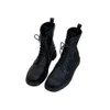 Skor Kvinnors mitten av kalvstövlar Lace Up Round Toe Boots-Women Riding Rubber Ladies Mid-Calf Rock Lolita 2021 Lågt tyg Korsbindt L230704