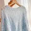 Women's Sweaters Soft And Gentle Mohair Sweater Loose Pullover Batwing-Sleeve Short Spring Autumn Irregular Hollow Top Pull