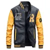 Men's Jackets Leather jackets men Bomber Patchwork Baseball Faux Jacket Casual Stand Collar Outwear Embroidery Basic Winter Fashion 230809