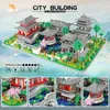 Transformation Toys Robots Lezi Architecture Ancient Pavilion Temple Tower Lake Garden Gate Led Light Model Mini Diamond Blocks Bricks Building Toy No Box 230809