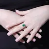 Cluster Rings Pirmiana Fashion Jewelry Real 925 Sterling Silver Ring 1.0ct Lab Odna Emerald Women