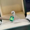 Alianças de casamento com design exclusivo abertura para mulheres branco pêra/quadrado verde CZ prata cor faixa temperamento joia feminina