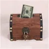 Nyhetsartiklar Vintage Treasure Storage Box Piggy Bank Organizer Saving Case With Lock For Home Retro Chest Drop Delivery Garden Dhzzv
