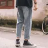 Mens Jeans Moda Streetwear Uomo Loose Fit Vintage Harem Pants Multi tasche Denim Cargo Slack Bottom Hip Hop Jogger 230809