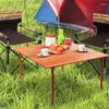 Camp Furniture Portable Camping Table With Roll Top Carrying Bag Folding Solid Wood In A For Picnic Beach BBQ