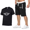 Men's Tracksuits Men Fashion Leisure Summer Short Sleeve MINI Logo Printing High Quality Cotton T-Shirt Pants Suit 2Pcs