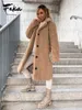 Winter 2022 vrouwen warme jaswolmengsels enkele borsten bovenkleding pluche teddy vesten overjassen femme lagen mode streetwear t230809