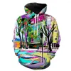 Felpe con cappuccio da uomo Arte astratta Graffiti Stampa 3D oversize Streetwear Cool 2023 Primavera manica lunga con cappuccio Giacche Top