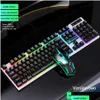 Keyboard Gaming klawiatura Rosyjska EN RGB Podświetlenie i myszy gracz przewodowy dla komputerowego EPACKET275S DOSTAWOWANIE Komputery Networking Dhnpl