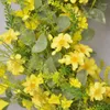 Flores decorativas 1 pçs margarida artificial guirlanda de primavera com folhas verdes de eucalipto 22 polegadas para a parede da porta da frente