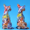 Dekorativa föremål figurer enkel kreativ färg bulldog chihuahua hund staty vardagsrum prydnader hem ingång vin skåp kontor dekorer harts 230809