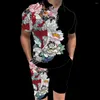 Męskie dresy chiński styl 2023 Męskie joggery ustawiają ubrania dla mężczyzn szklanych dwuczęściowe letnie krótkie rękawy