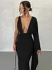 Podstawowe sukienki swobodne LGRQ 2023 Summer Seksowne seksowne kolory wieczorowe sukienki na imprezę Masową Wrap Buttocksluxury Deep v Trendy Dress Women 19F2001 J2308009