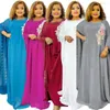 Ethnic Clothing African Dresses For Women 2023 Muslim Pure Color Applique Traditional Loose Evening Party Abayas Islam Nigeria