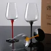 Verres à vin en cristal à fond rouge et noir faits à la main peints à la main