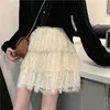 Röcke Jmprs Frauen Mini Spitze Kurz Sommer Süße Kuchen Rock Mode Elastische Taille Solide Puffy Koreanische Harajuku Sexy Tierred