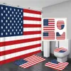 Tandborstehållare United States Flag Shower Curtain Set America Printed Bath Curtains Badrum Dekor Toalettlocket Cover Nonslip Rugs Mats 230809