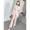 Dwuczęściowe spodnie dla kobiet Zestaw profesjonalny lekki luksusowy chiński styl design szeroko nogi wysokiej klasy garnitury dwuczęściowe zestawy odzieży