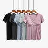 Women's Sleepwear Modal Pregnant Postpartum Breastfeeding Tops With Buckle Short Sleeve Home Clothes Thin Style Clothing For Summer