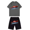 Ny basketbanan Set Men T -short Shorts Set Summer Sportwear Jogging Pants Streetwear Tops Tshirt Suit Designer Shirt