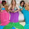 Blankets Swaddling Shark mermaid tail blanket children mermaid blanket sleeping bag sofa bed throw girl tail blanket adult bed blanket Z230809