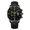 腕時計の腕時計Sdotter Luxury Gold Watch for Mens Sportsステンレス鋼クォーツカレンダービジネスウォッチMan Leather Clocio M